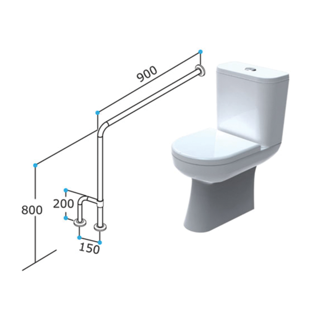 T4 – TOILET GRABRAIL – 90° Bend Floor to Wall Toilet Support Rail Location Photo
