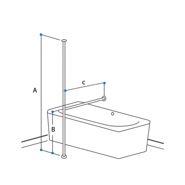B7 – BATH GRABRAILS – Floor to Ceiling Grab Bar with Cross Bar Location Photo