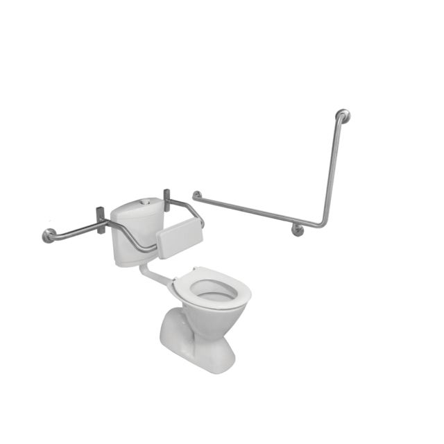 T14CB750 – ACCESSIBLE TOILET GRAB RAIL – 90° Bend with ADJUSTABLE BACKREST & 300mm Grabrail Location Photo
