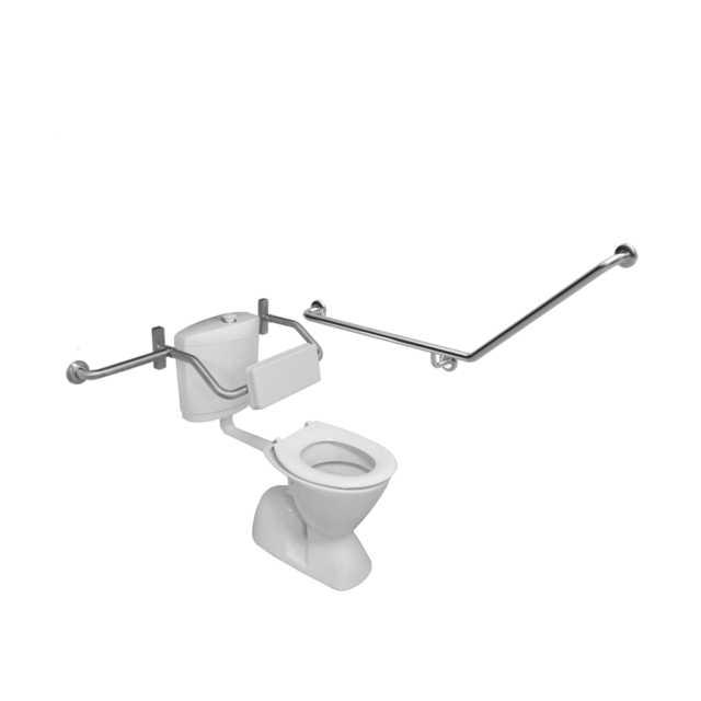 T20CB750 – ACCESSIBLE TOILET GRAB RAIL – 40° Bend with ADJUSTABLE BACKREST & 300mm Grabrail Location Photo