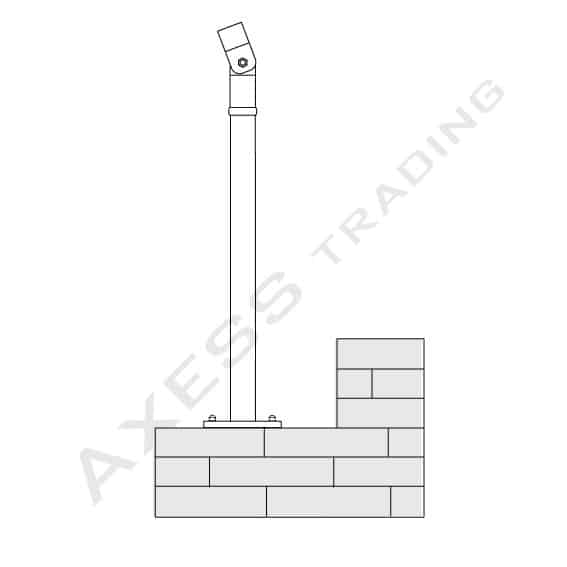 AB100.AF39 – 38mm BANNISTER RAIL FLANGED POST – includes Top of Post Fitting Location Photo